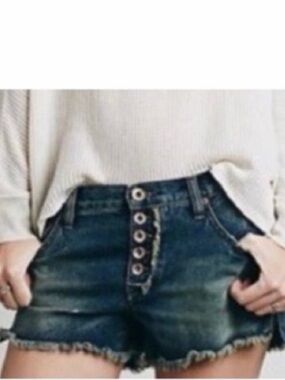 Free People Runaway‎ Slouch Distressed Jean Shorts